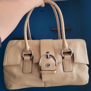 Coach beige leather handbag gently USED